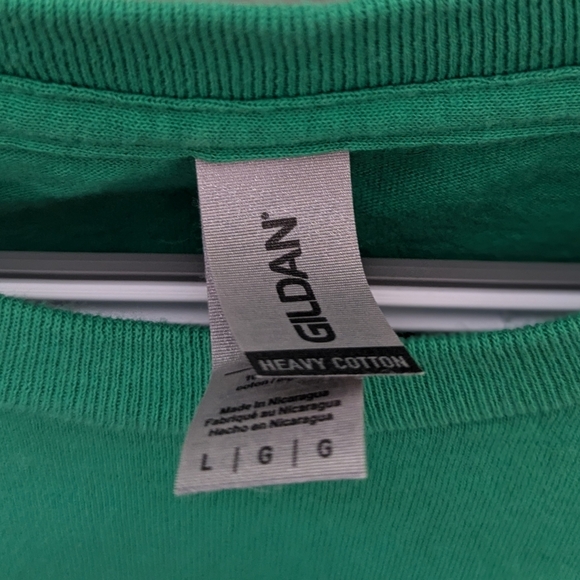 Unisex Christmas theme green Gildan graphic T-shirt with multi color trees. - Picture 3 of 4